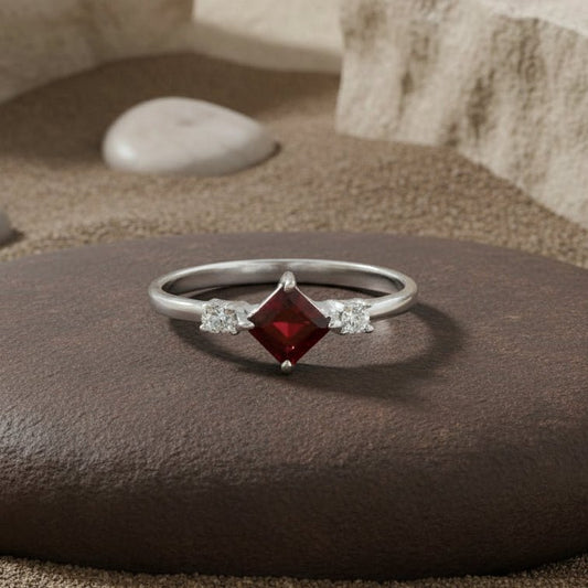Garnet Princess Ring - Zirak Silver