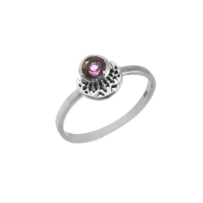 Geometric Amethyst Ring - Zirak Silver