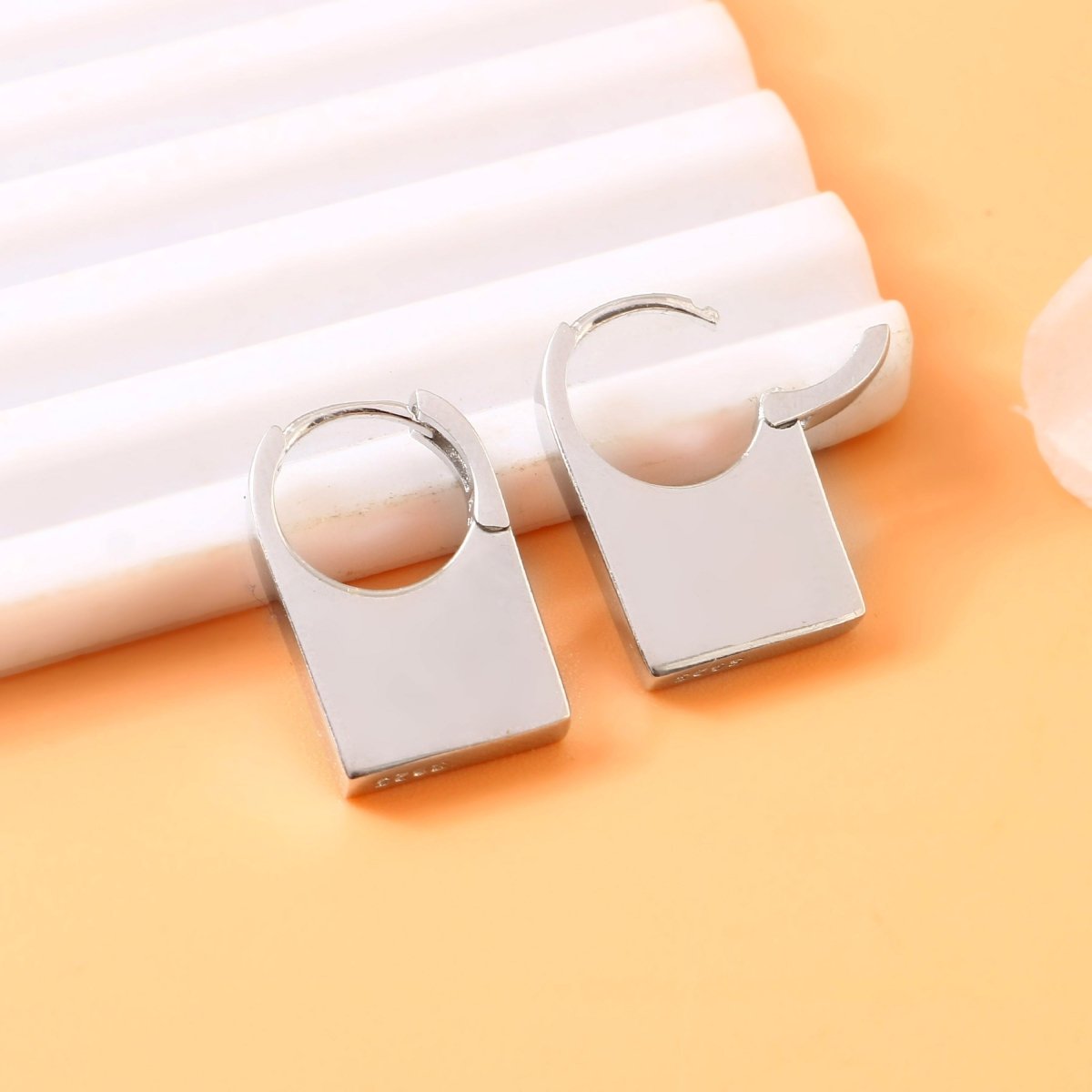 Geometric Silver Square Hoop Earrings – Minimal 925 Sterling Silver Huggie Hoops for Women - Zirak Silver