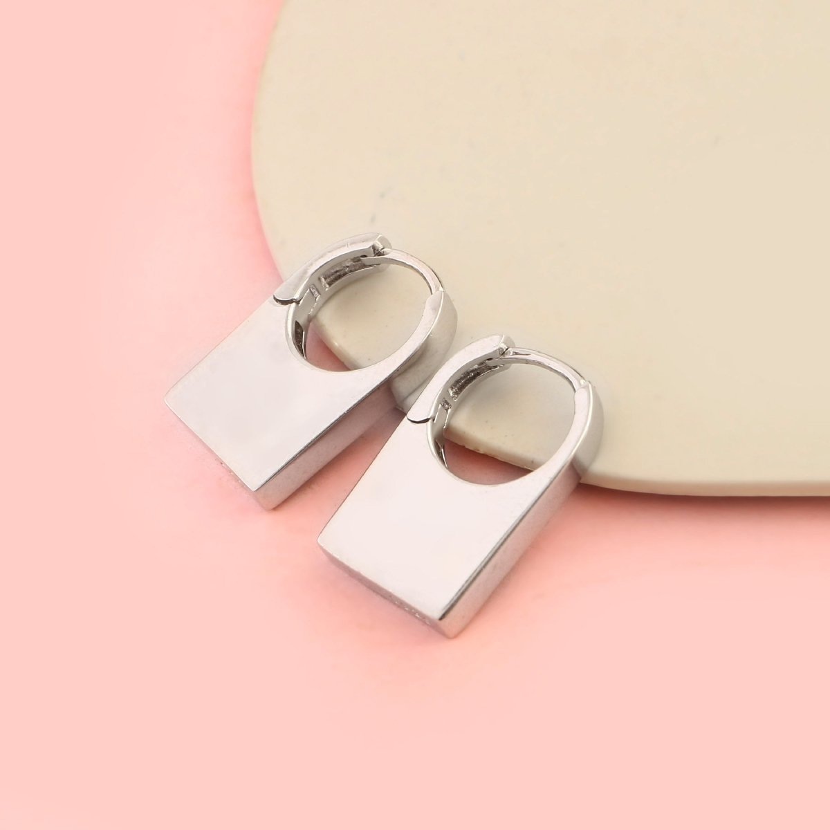 Geometric Silver Square Hoop Earrings – Minimal 925 Sterling Silver Huggie Hoops for Women - Zirak Silver