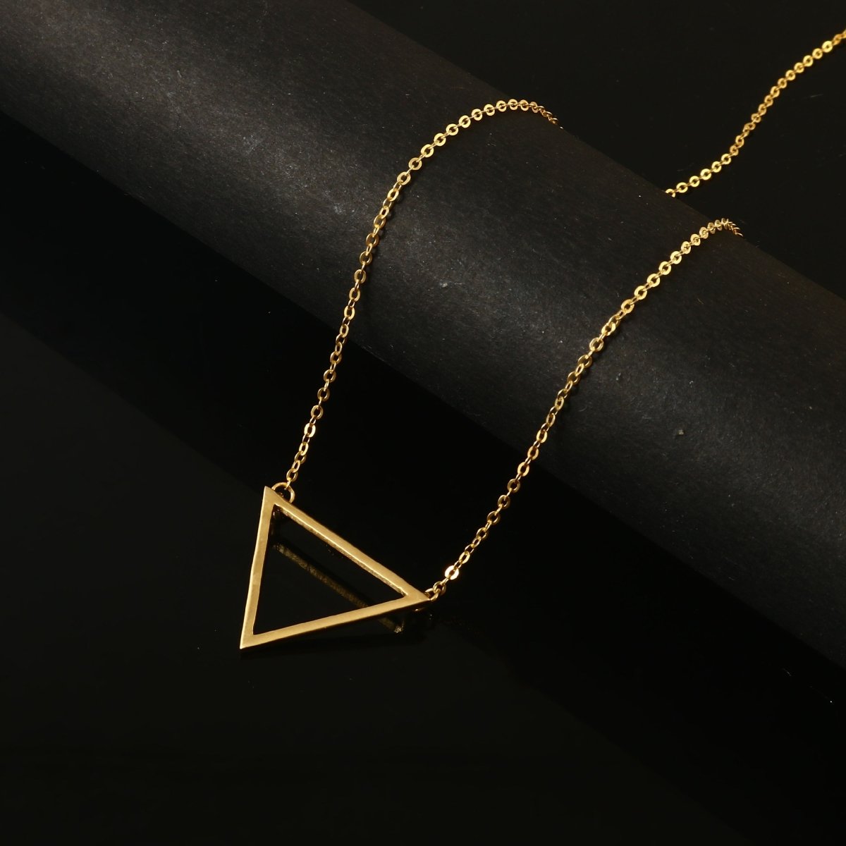 Geometric Triangle Necklace – Gold - Plated Minimalist Pendant Chain - Zirak Silver