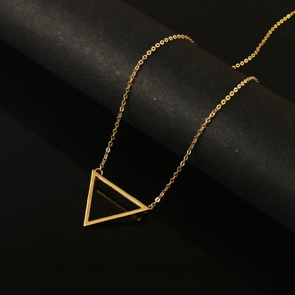 Geometric Triangle Necklace – Gold - Plated Minimalist Pendant Chain - Zirak Silver