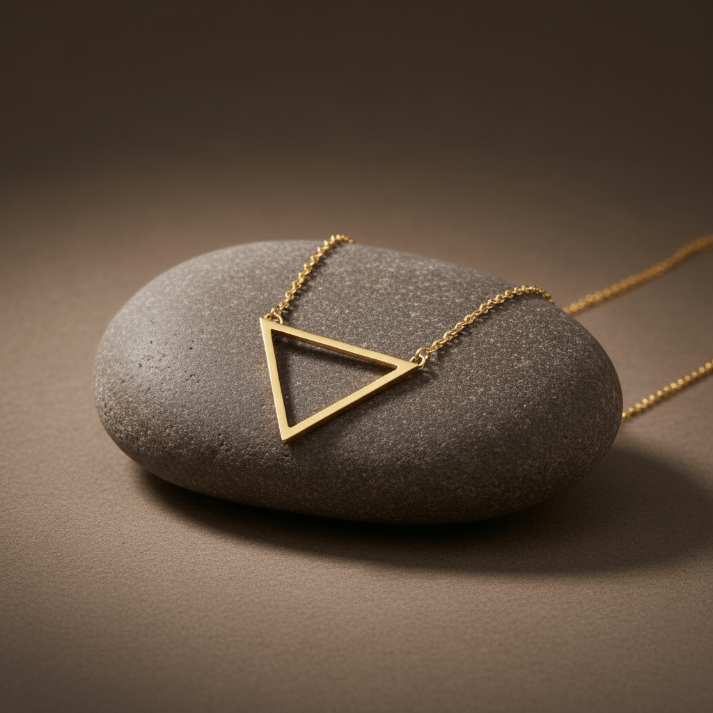 Geometric Triangle Necklace – Gold - Plated Minimalist Pendant Chain - Zirak Silver