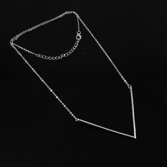 Geometric V Bar Necklace - Zirak Silver