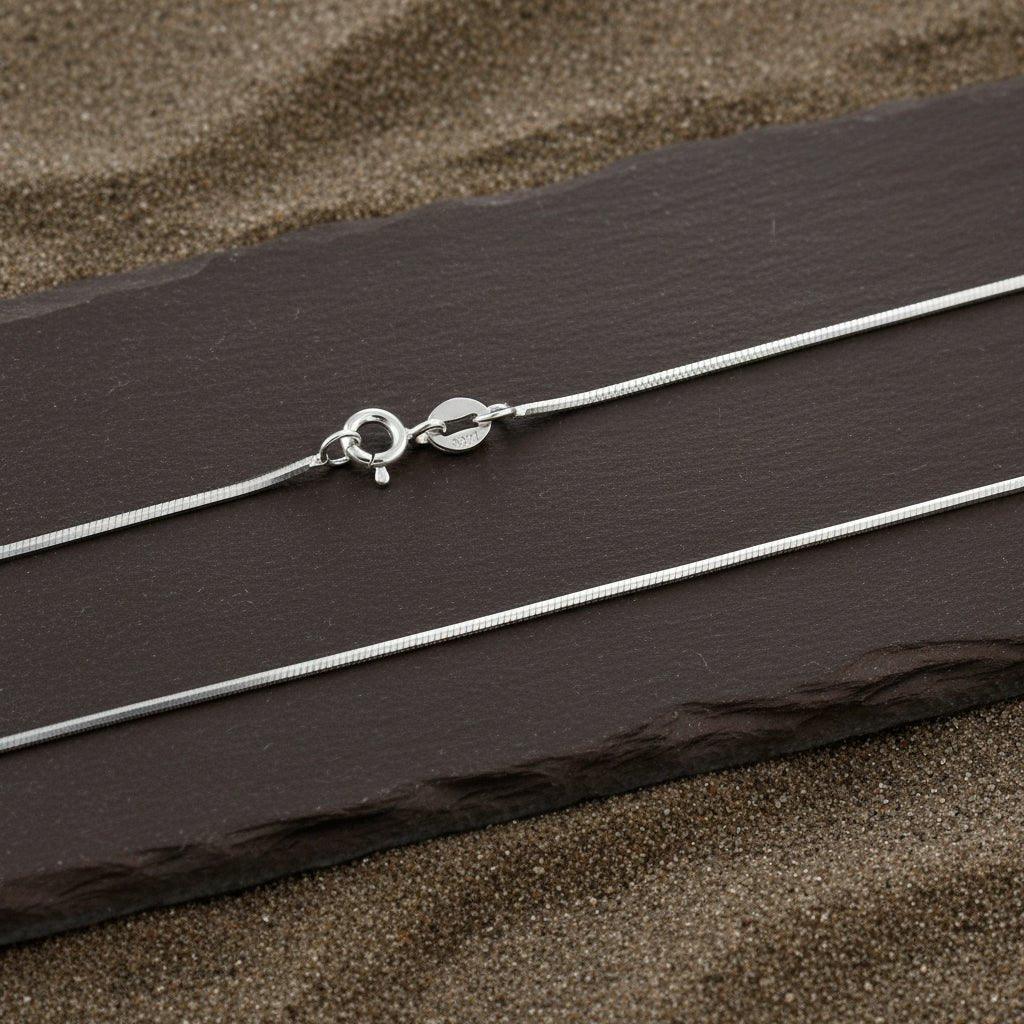 Glossy Herringbone Silver Chain – Flat 925 Sterling Necklace - Zirak Silver