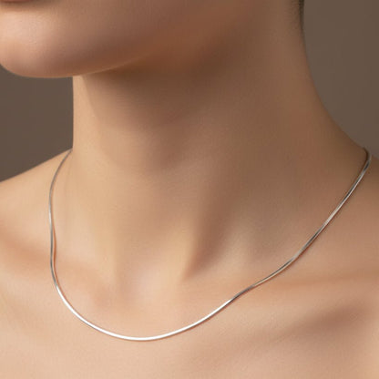 Glossy Herringbone Silver Chain – Flat 925 Sterling Necklace - Zirak Silver