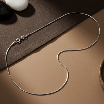 Glossy Herringbone Silver Chain – Flat 925 Sterling Necklace - Zirak Silver