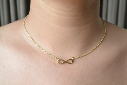 Gold - Plated Infinity Pendant Necklace – Minimalist Daily Wear Jewelry - Zirak Silver