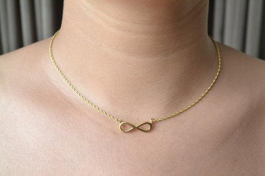 Gold - Plated Infinity Pendant Necklace – Minimalist Daily Wear Jewelry - Zirak Silver