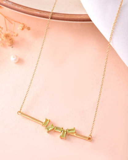 Gold - Plated Lemon Quartz Bar Pendant Necklace – Modern Gemstone Minimalist Jewelry - Zirak Silver