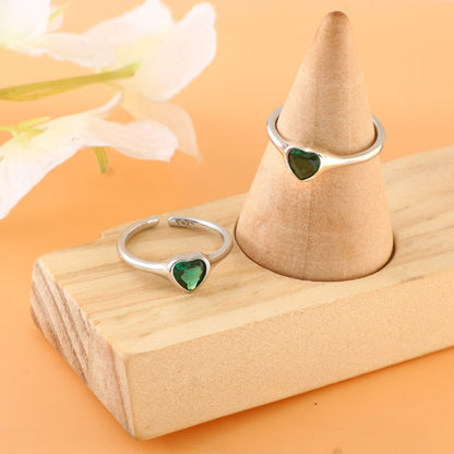 Green Heart Silver Toe Ring | 925 Sterling Silver Adjustable Toe Ring for Women - Zirak Silver