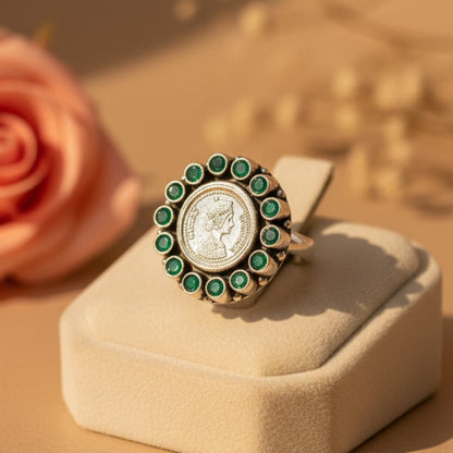 Green Rani Sikka Ring - Zirak Silver