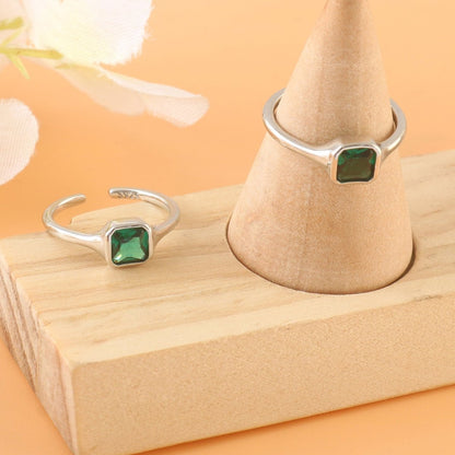 Green Square Stone Silver Toe Ring | 925 Sterling Silver Adjustable Toe Ring for Women - Zirak Silver