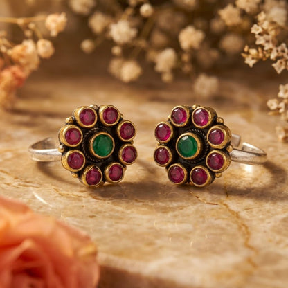 Gulab Noor Toe Ring - Zirak Silver
