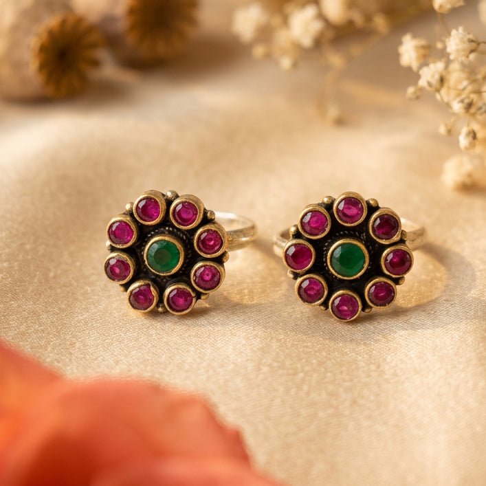 Gulab Noor Toe Ring - Zirak Silver