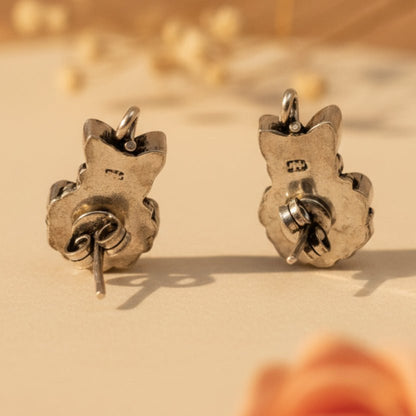 Gulika Floral Stud Earrings - Zirak Silver