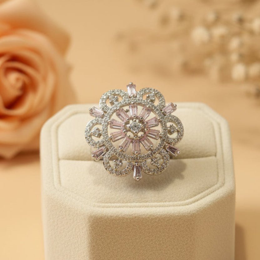 Gulnaar Pink Ring - Zirak Silver