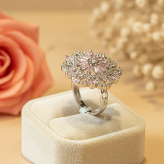 Gulnaar Pink Ring - Zirak Silver