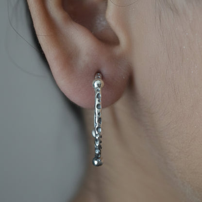 Hand - Hammered Hoop Earrings in 925 Silver - Zirak Silver