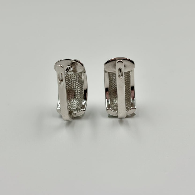 Hand - Painted Enamel Floral Huggie Earrings in 925 Sterling Silver - Zirak Silver
