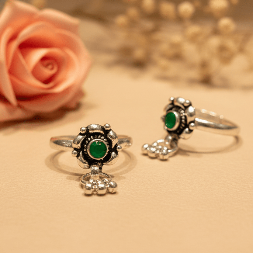 Hari Phool Latkan Bichiya Pair - Zirak Silver