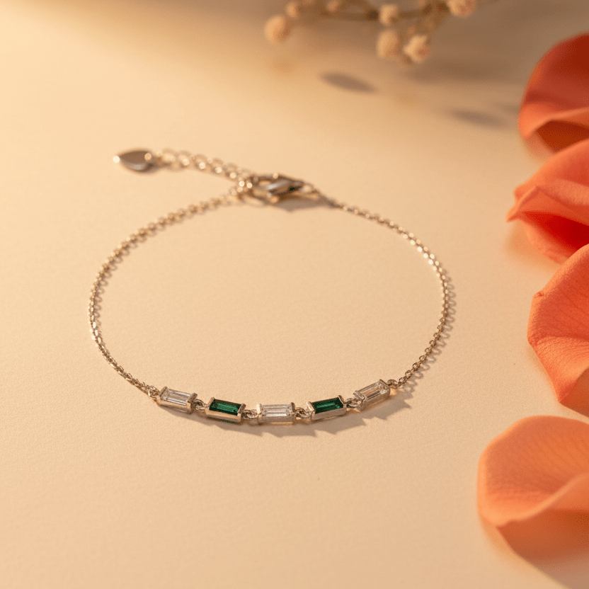 Harita Baguette Line Bracelet - Zirak Silver