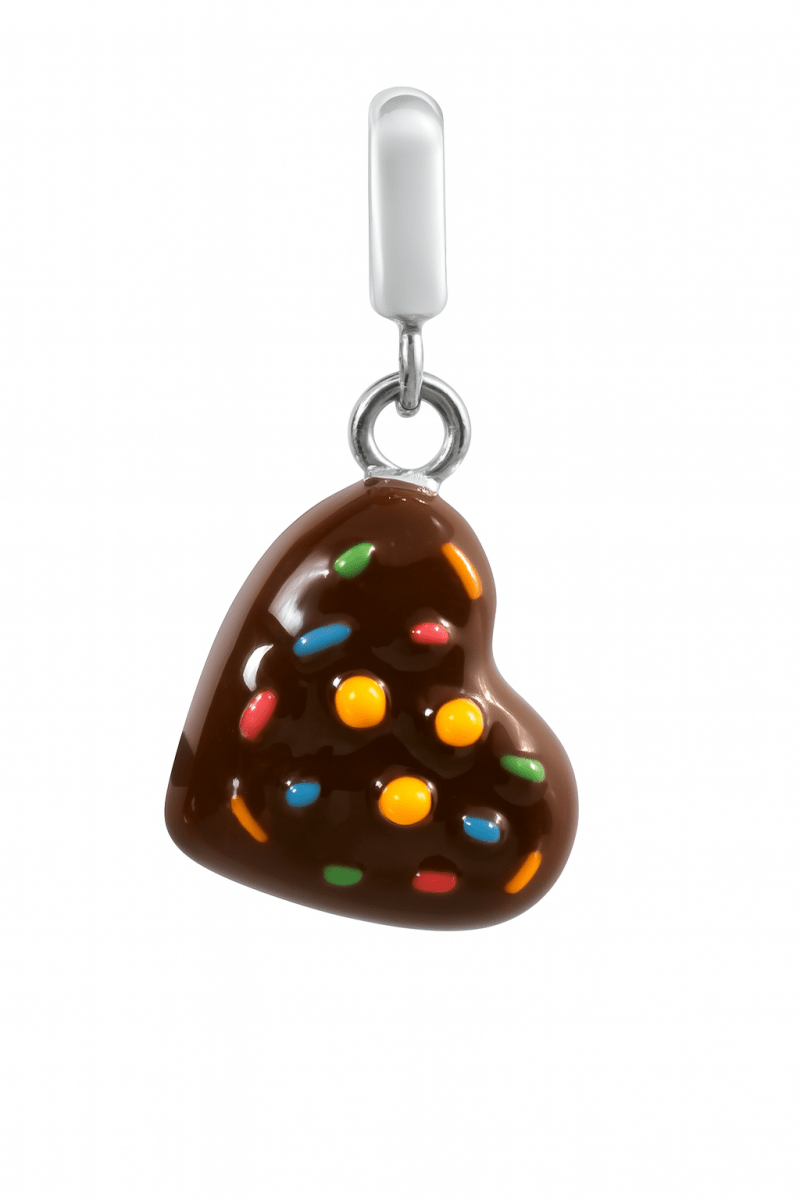 Heart Chocolate Sprinkle Charm in 925 Silver - Zirak Silver