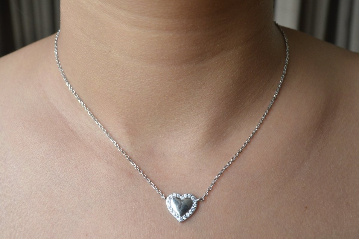 Heart Pendant Necklace - Zirak Silver