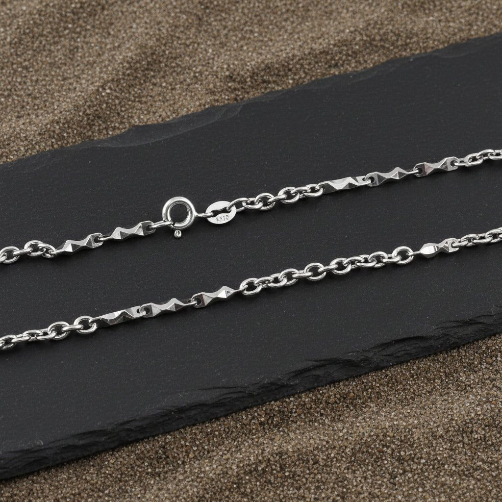 Ibaad Chain – Rhodium Plated Cable Silver Chain - Zirak Silver