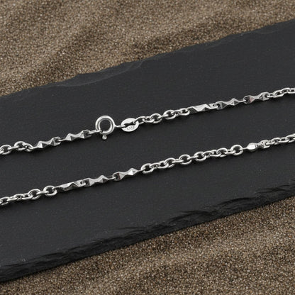 Ibaad Chain – Rhodium Plated Cable Silver Chain - Zirak Silver