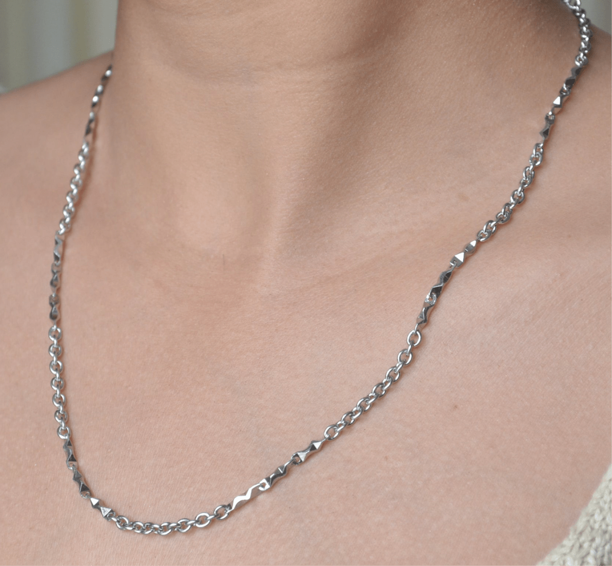 Ibaad Chain – Rhodium Plated Cable Silver Chain - Zirak Silver