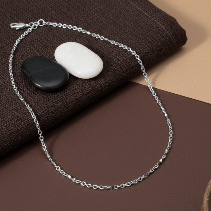 Ibaad Chain – Rhodium Plated Cable Silver Chain - Zirak Silver