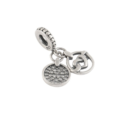 Interlinked Chain Circle Dangle Charm in 925 Sterling Silver - Zirak Silver