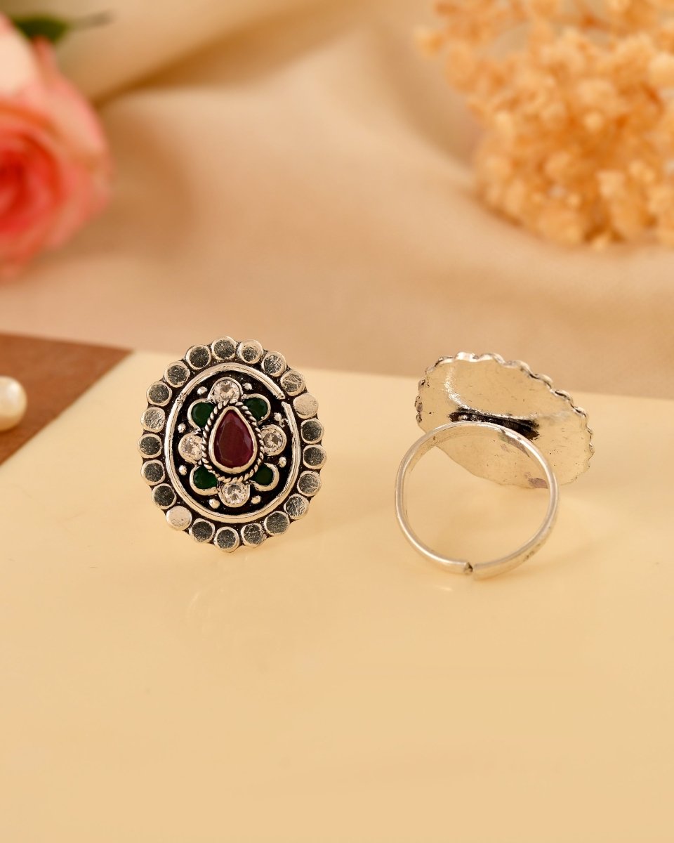 Isha Floral Oxidized Toe Rings - Zirak Silver