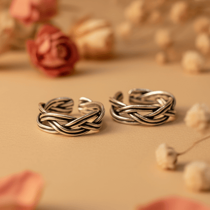 Jaal Silver Toe Ring Pair - Zirak Silver