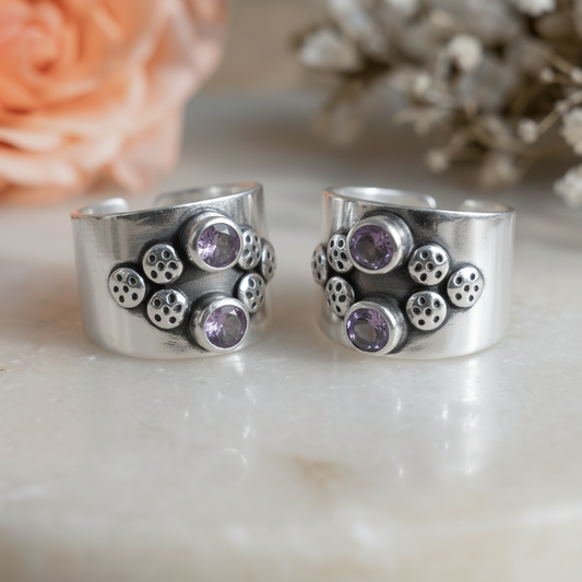 Jamun Tribal Toe Ring - Zirak Silver