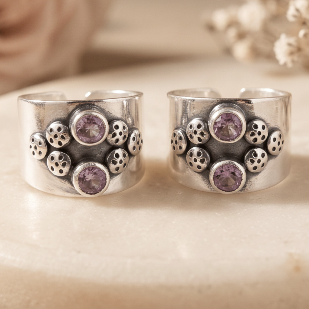 Jamun Tribal Toe Ring - Zirak Silver
