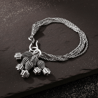 Jashn Bracelet – Oxidised 925 Silver 5 - Chain Loop Ball Tip Bracelet - Zirak Silver