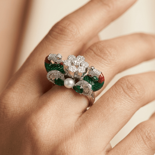 Jodi Double Peacock Ring - Zirak Silver