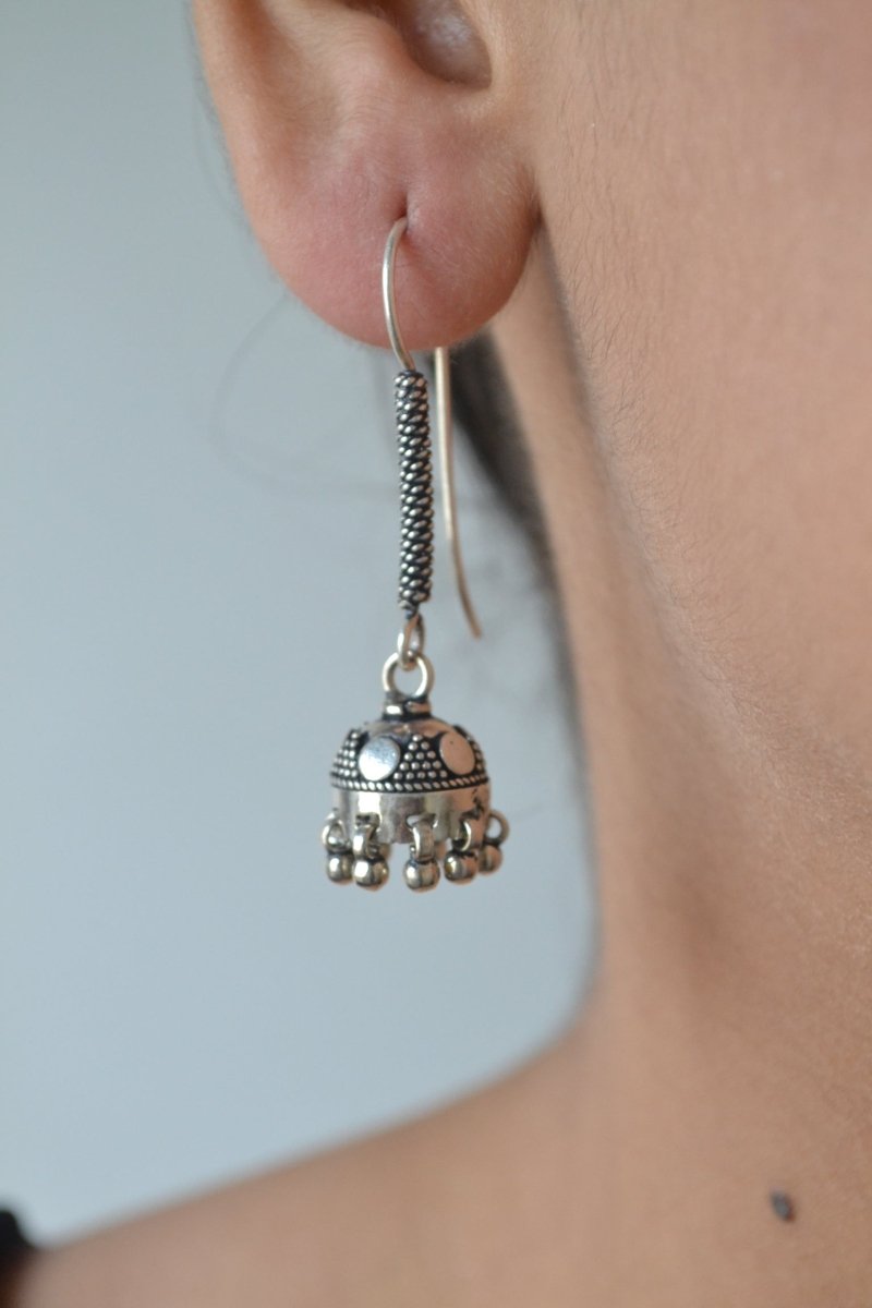 Karvi Earrings – Oxidised 925 Silver Mini Jhumka Earrings - Zirak Silver