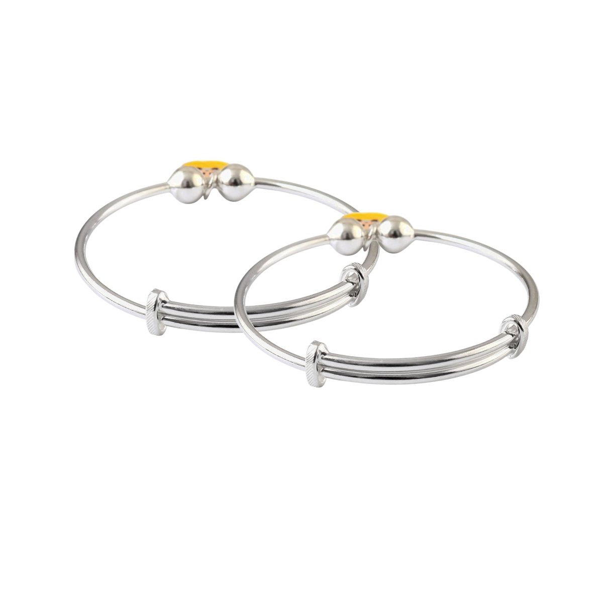 Kids Sterling Silver Adjustable Bracelet with Monkey Enamel Charm - Zirak Silver