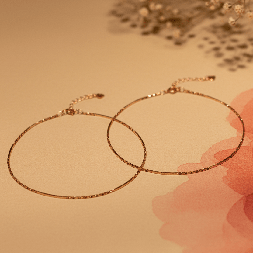 Kiran Diamond - Cut Rose Gold Anklets - Zirak Silver
