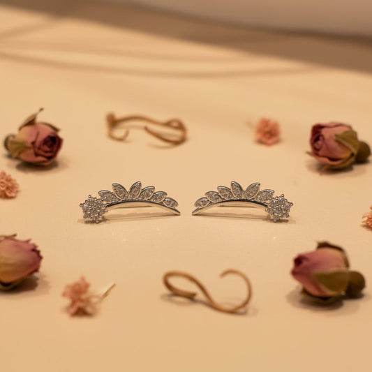 Kiran Floral Ear Climbers - Zirak Silver