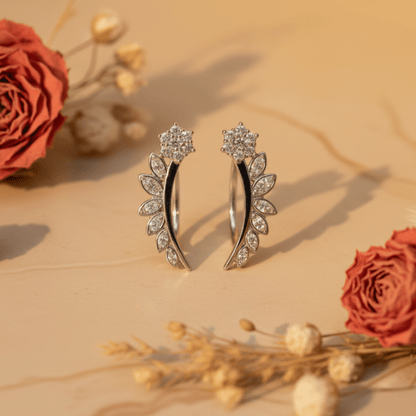 Kiran Floral Ear Climbers - Zirak Silver