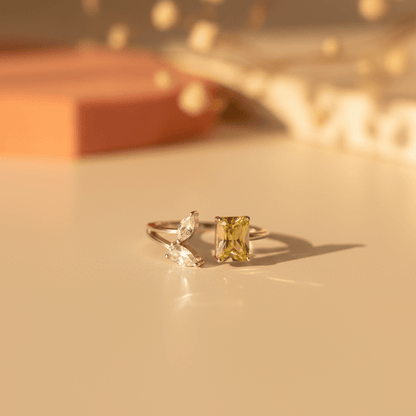 Kiran Yellow Bypass Ring - Zirak Silver
