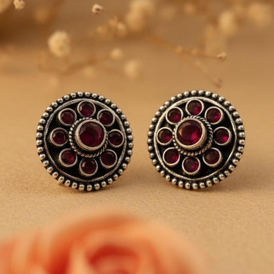 Kumud Stud Earrings - Zirak Silver