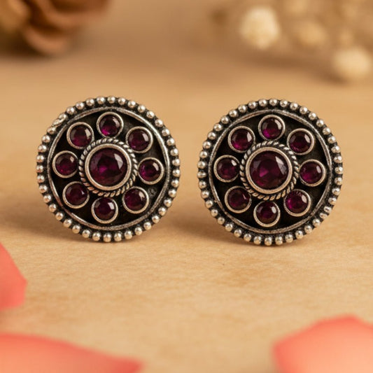 Kumud Stud Earrings - Zirak Silver