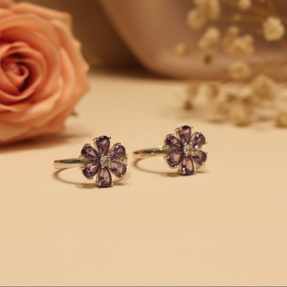 Lavanya Pushp Toe Ring - Zirak Silver
