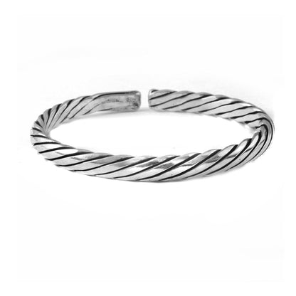 Leher Cuff – Oxidised 925 Silver Wave Pattern Cuff for Men - Zirak Silver