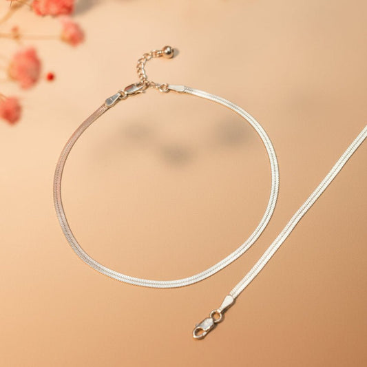 Leher Herringbone Anklet - Zirak Silver